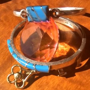 Rare Sterling silver turquoise bracelet set